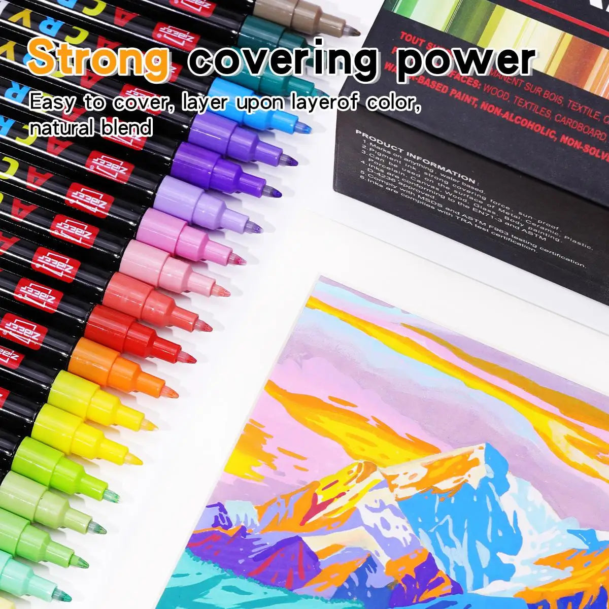 36-240 Acrylic Paint Markers, Waterproof and Highly Saturated, Are Suitable for DIY Art Supplies for Painting on Wood, Metal, Plastic, Fabric, Glass, and Ceramics