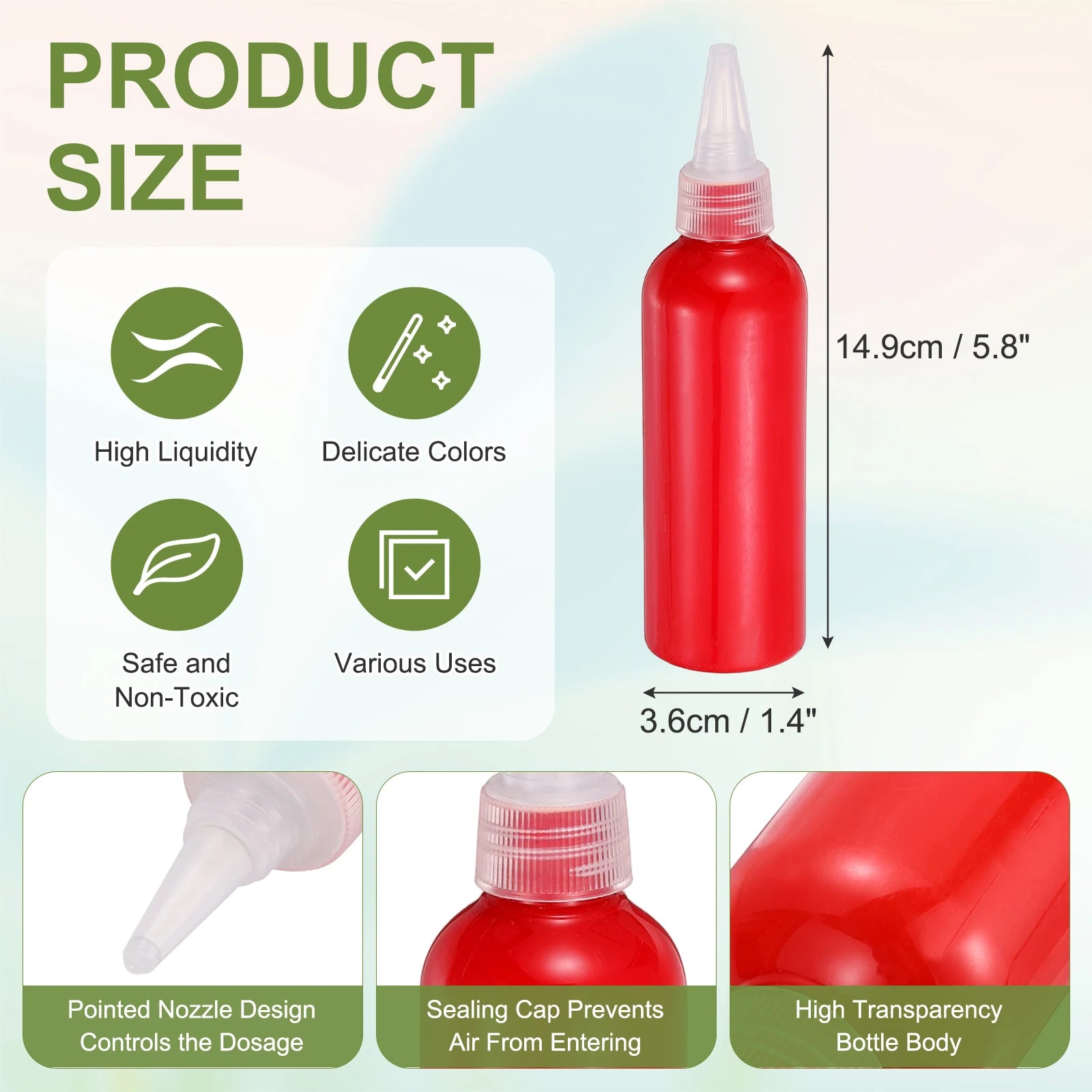 Acrylic Ink 100ml/3.4oz High Flow Fast Drying Professional Colors Acrylic Paint Ink for Painting Canvas Wood Rocks Craft Drawing