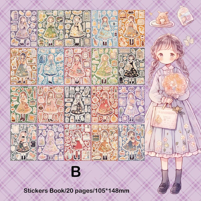Journamm 20sheets Kawaii Stickers Book DIY Scrapbooking Collage Stationery Decor Junk Journal Cartoon Materials Stickers