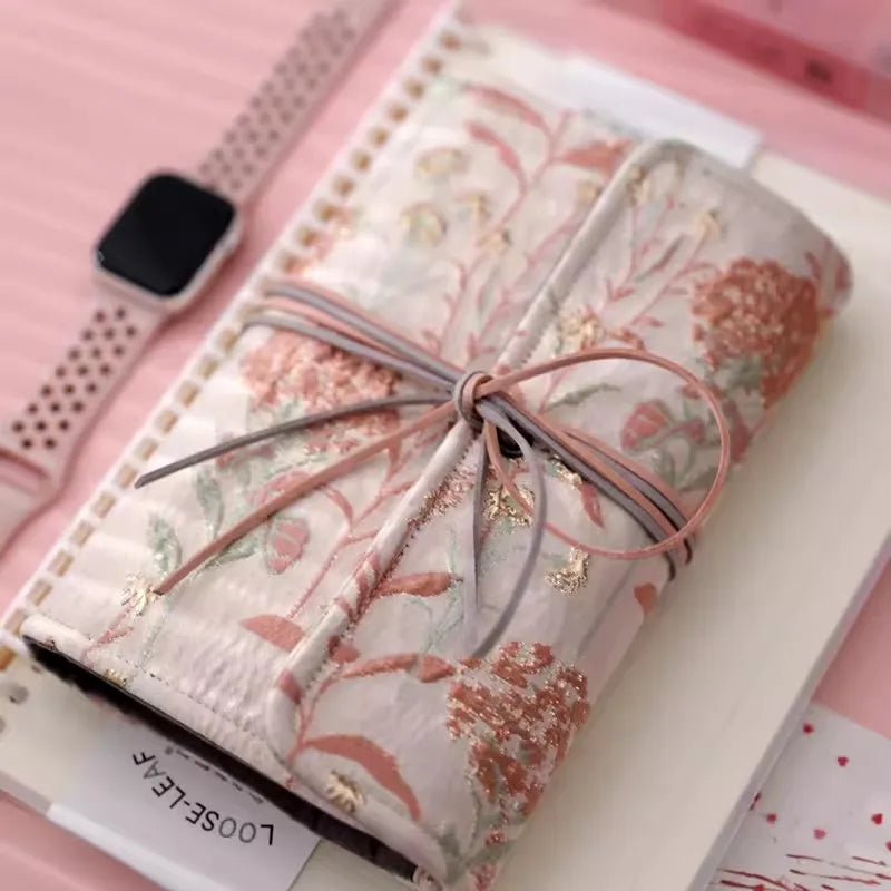 Beautiful Notebook for Girls Cloth Cover Retro Chinese Style Loose-leaf Diary Portable Scrapbook Binder Notepad Gift