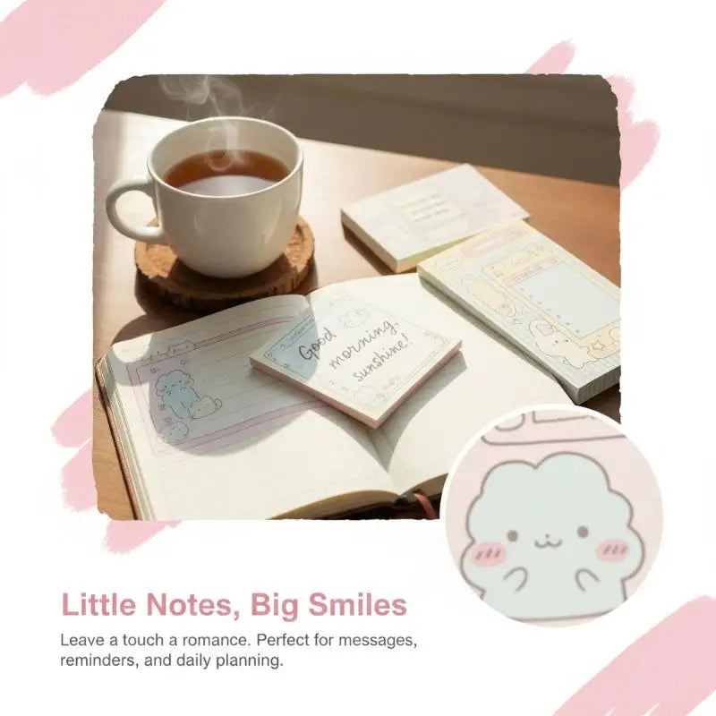Memo Pad Notebook 100 Sheets Non Adhesive Cute Handwritten Notes for Meeting School Exam Preparation
