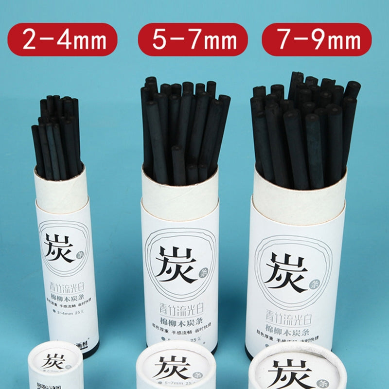 25PCS Pro Vine Charcoal Sticks Charcoal Pencils Sketching Drawing Art Supplies for DIY Student Hobbyist Beginner Artist