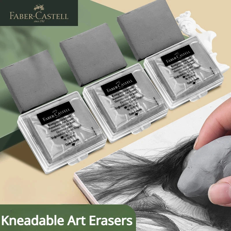 Faber-Castell Drawing Art Kneaded Erasers for Correcting,Lightening Charcoal Pencil and Pastel Artists Works, Gray in Box 1Pc