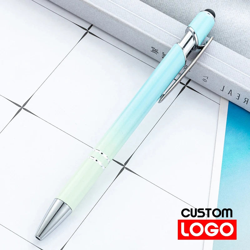 10-200Pcs Gradient Metal Ballpoint Pens Custom Logo Touch Screen Pen Office School Advertising Pen Name Text Laser Engraving