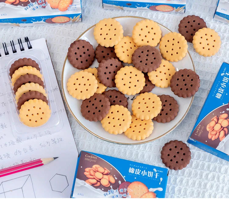 Cute Kawaii Creative Biscuit Eraser Cookie Rubber School Supplies Stationery Novelty Lovely Cake Eraser