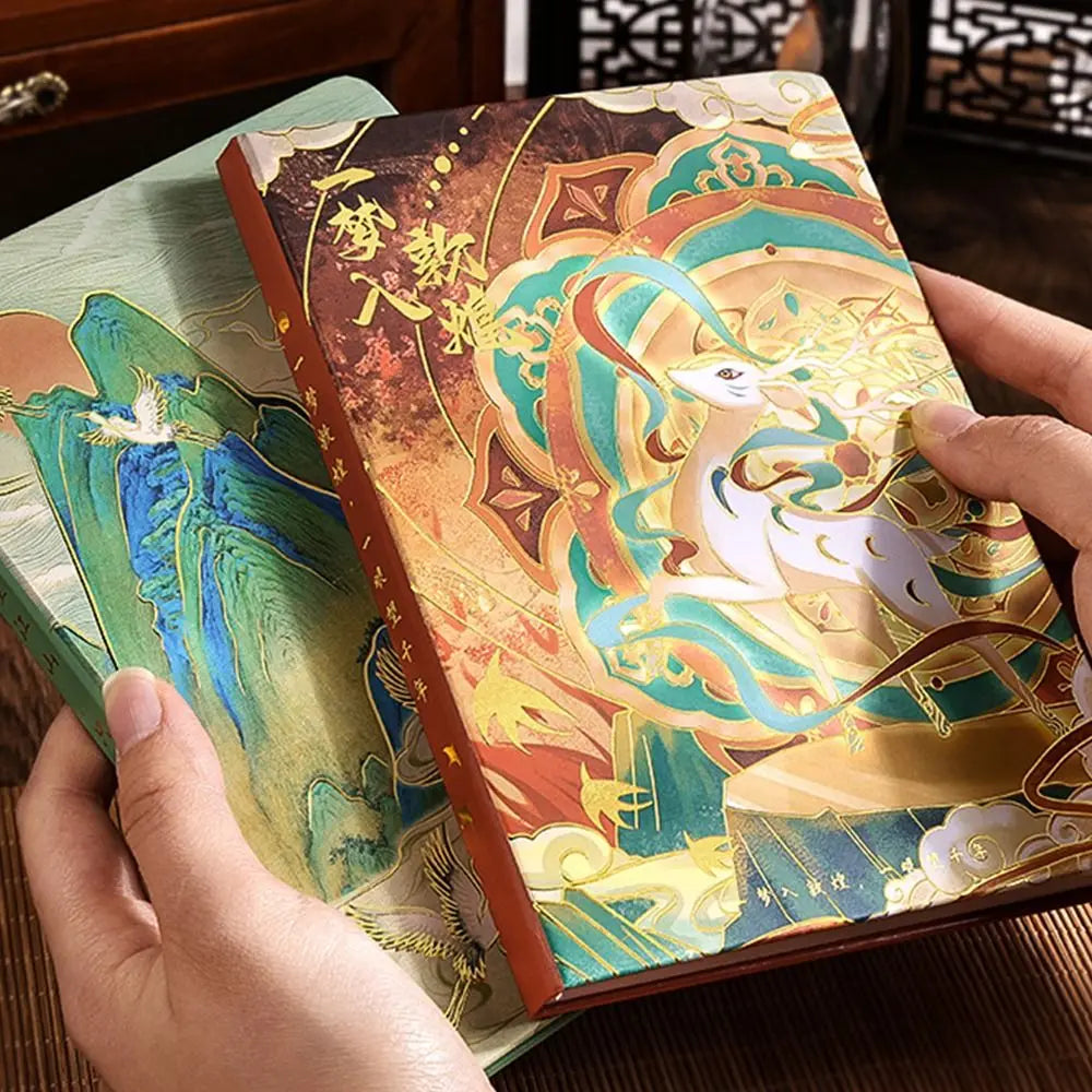 Retro Full-Color Notebook Good-looking Hardcover Notepad China-Chic Creative Design Diary Notebook Student Gift