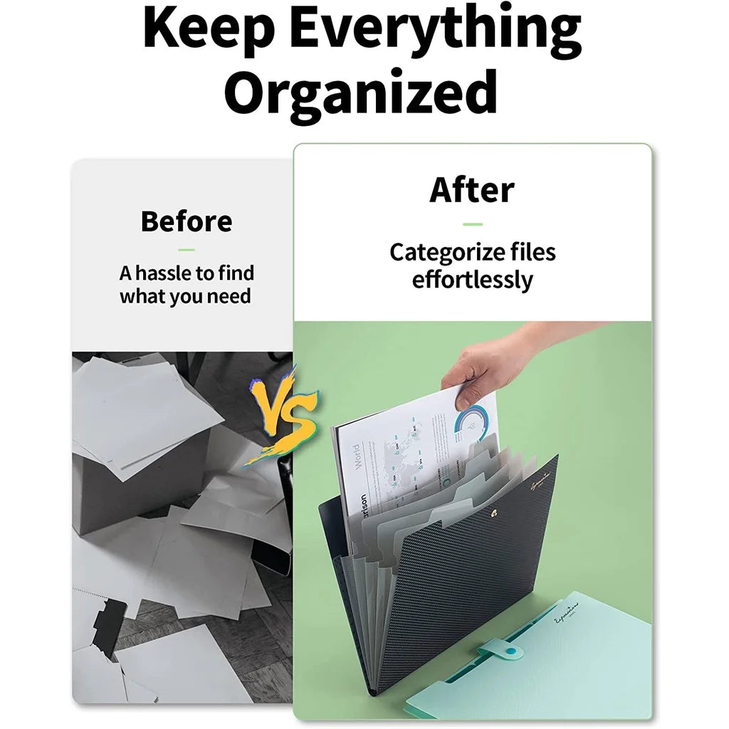 Expanding File Folder,5 Pocket Folders for Documents,Portable Paper Organizer for School Office Supplies,A4 Size