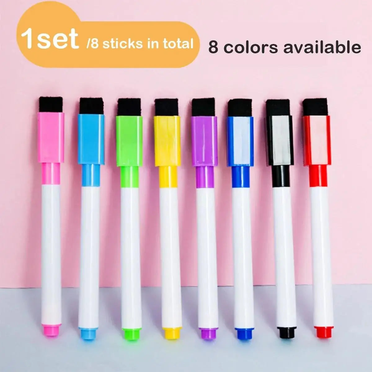 8 Pcs Magnetic Erasable Whiteboard Pen Color Options Numbering Stationery Office Teaching Supplies For Blackboard Student Note