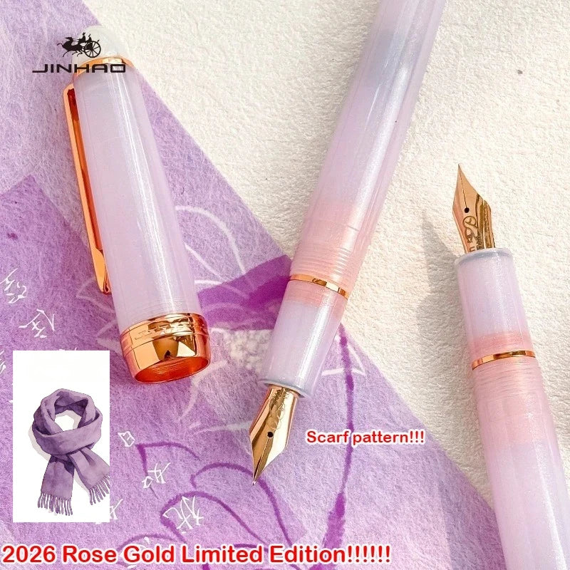 2026 Limited Edition Sakura Pink! JINHAO 82 Plus Fountain Pen Rose Clip Rose Scarf Pattern Nib School Office Supplies Stationery