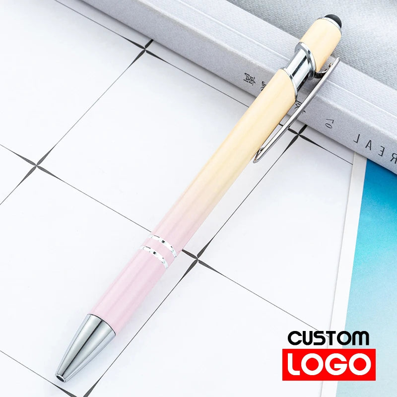 10-200Pcs Gradient Metal Ballpoint Pens Custom Logo Touch Screen Pen Office School Advertising Pen Name Text Laser Engraving
