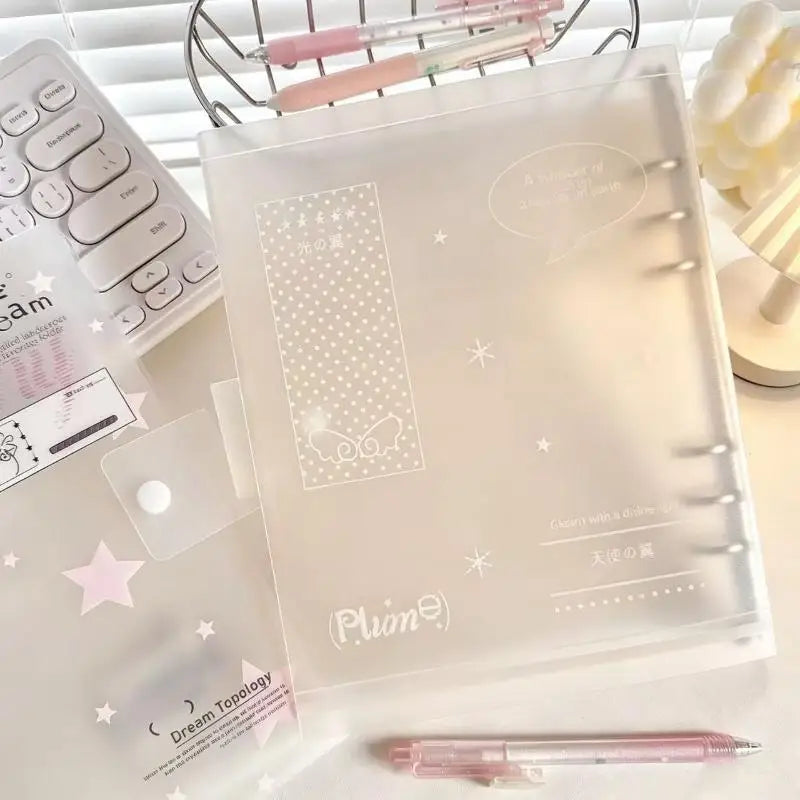Ins Style Ring Binder Notebook, Scrub PP Cover Loose‑Leaf Journal Planner with Removable Inner Core School Organization Notepad