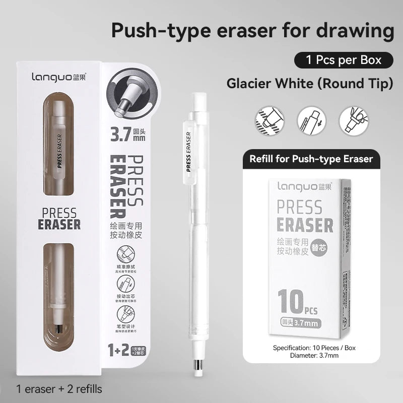 Languo Eraser Retractable Automatic Pencil Rubber High Precision Pencil Eraser Correction Highlight Rubber Tools Art Supplies