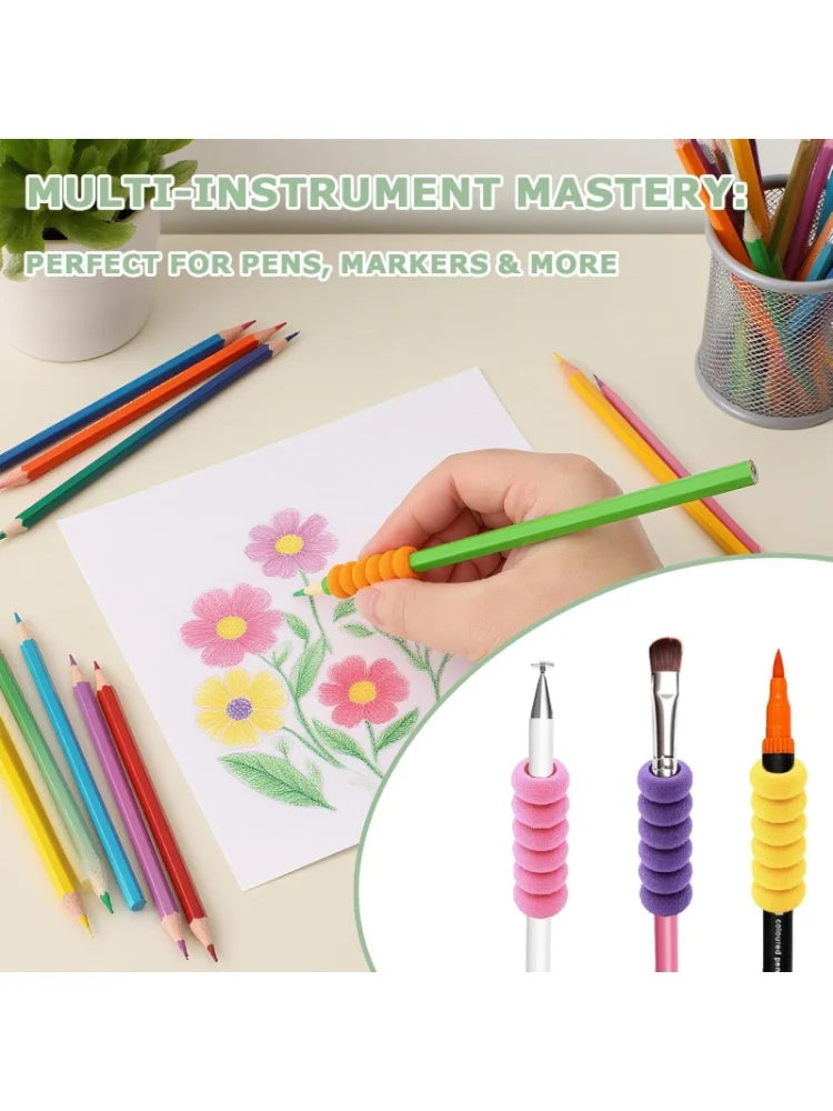 18Pcs Foam Pencil Grips 9 Mixed Colors 2pcs Each Soft Cushioned Writing Holder Ergonomic Comfort Pen Grips for Kids Adults Impro