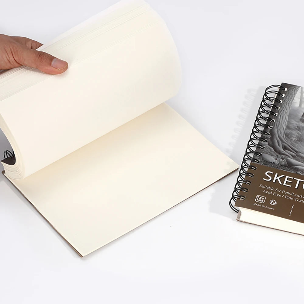 1PC 100-Sheets Sketch Book, Top Spiral Bound Sketch Pad,  (68lb/100gsm), Acid Free Art Sketchbook Artistic Draw