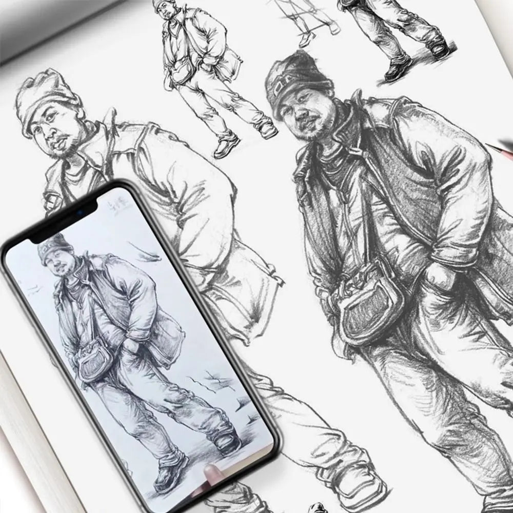 Hand Drawn Hand Painted Tutorial Book Sketching Practicing Line Draft Practice Book Studying Characters Tracing Sketch Book