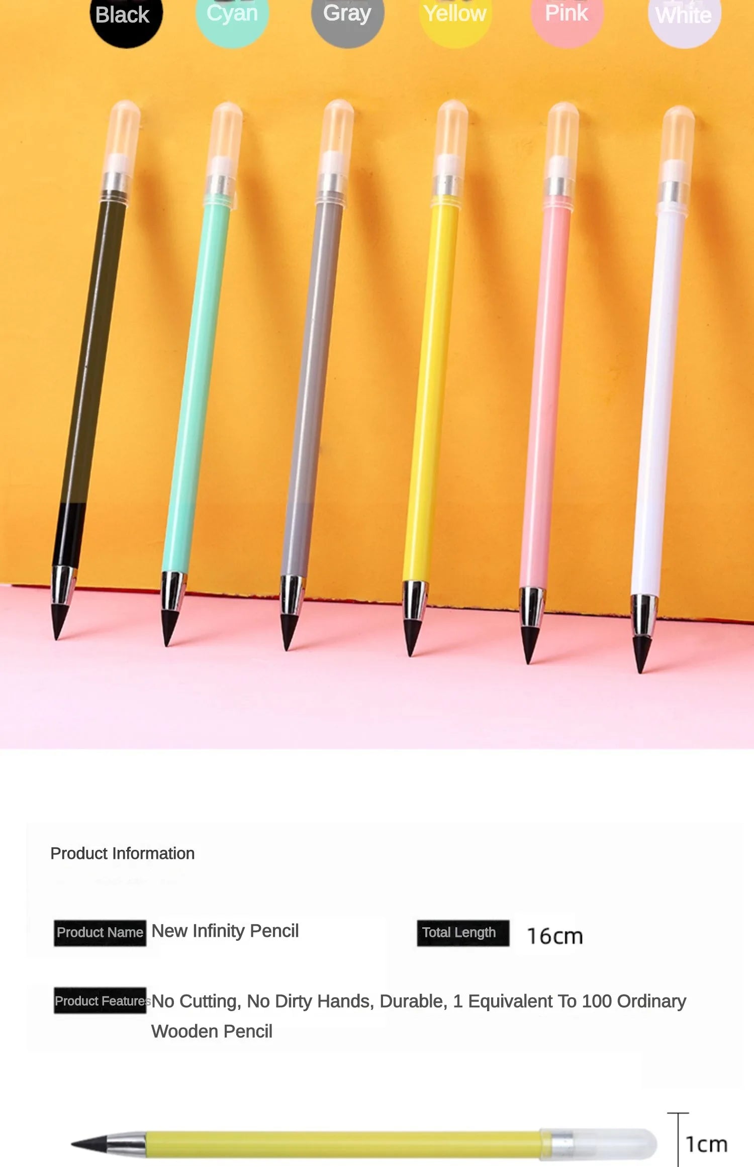 Infinity Pencil Set Erasable Unlimited Pencils Eternal Writing HB No Sharpening Kawaii Stationery Cute Office School Supplies