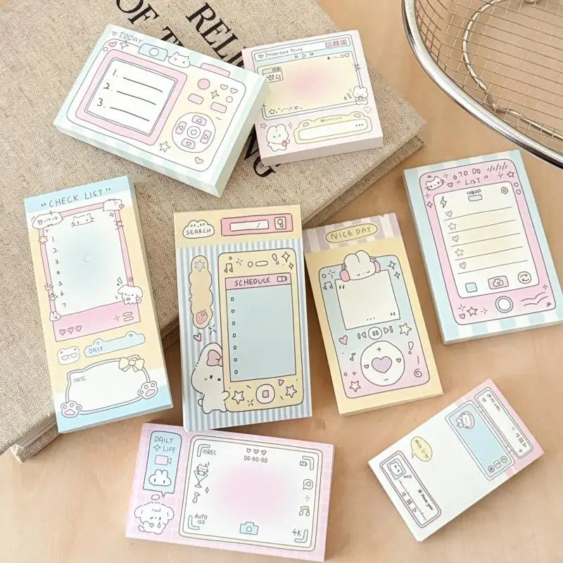 Memo Pad Notebook 100 Sheets Non Adhesive Cute Handwritten Notes for Meeting School Exam Preparation