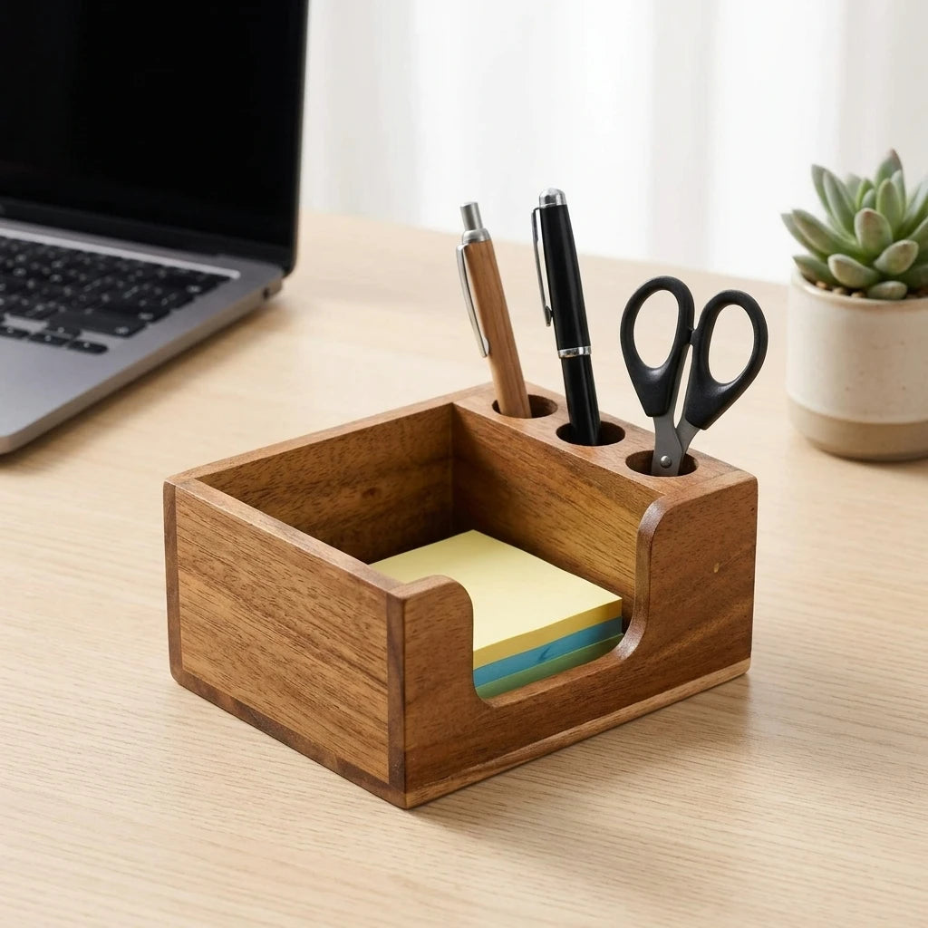 Solid Wood Desk Organizer with Smooth Surface and Eco-Friendly Finish Features Scientific Compartment Design for Office Students