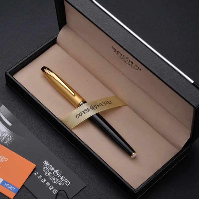 HERO Pen 1000 Retro 10K Gold Pen Classic Old Style Squeezing Ink Absorbing Adult Writing Practice Office Business Gift Ink Pen