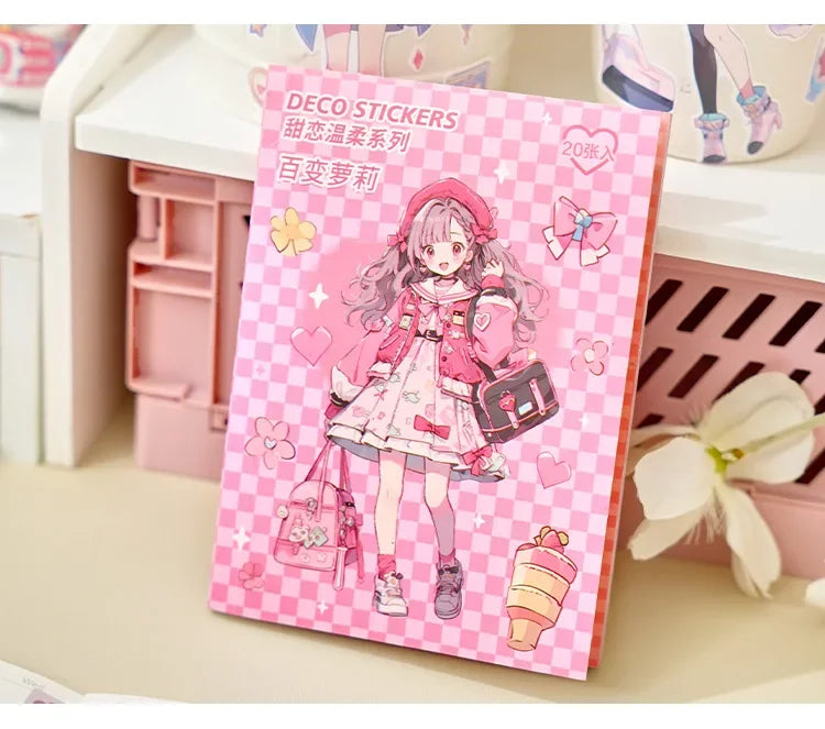 Journamm 20sheets Kawaii Stickers Book DIY Scrapbooking Collage Stationery Decor Junk Journal Cartoon Materials Stickers