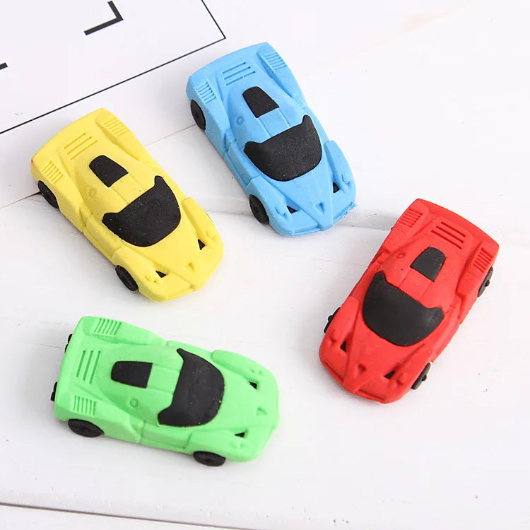 4 Pcs Cute and Creative Car Erasers for Children's Back To School Learning Supplies Kawaii Stationery