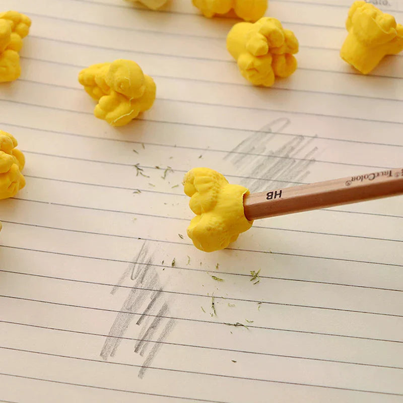 12pcs/box Cute Popcorn Shape Erasers Cute Stationery Pencil Rubbers Eraser Wipe Clean Without Leaving Marks Stationery