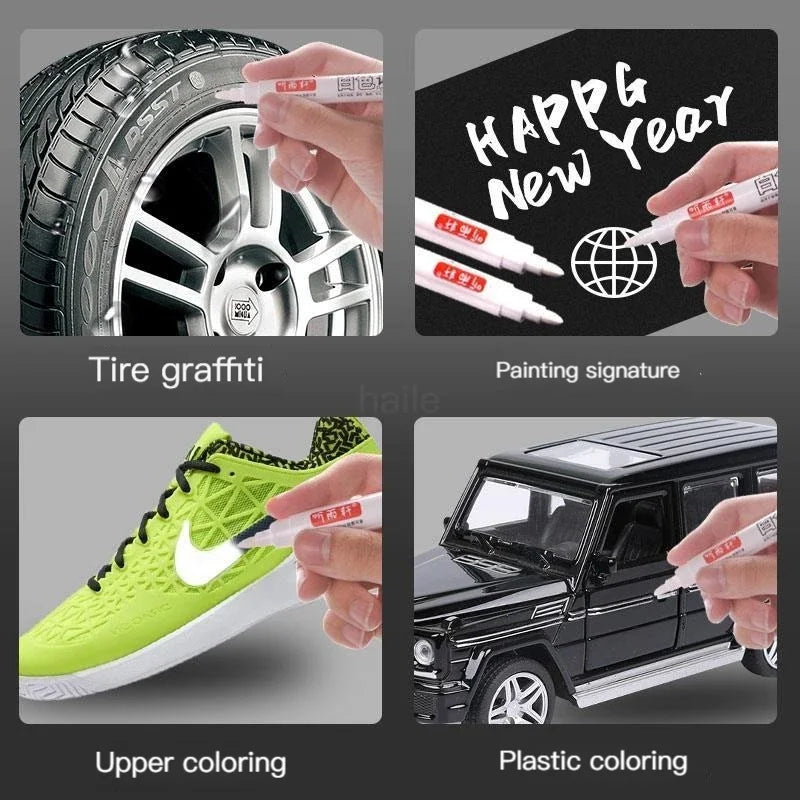 Haile For Metal White Oily Markers Waterproof Permanent Plastic Gel Pen Writing Drawing DIY Graffiti Stationery Notebook