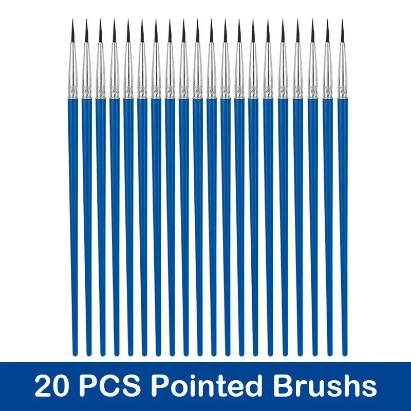 10/20/50Pcs Painting Brushes Set Art Round / Flat Brushs Nylon Hair Paint Brushes Pen for Oil Acrylic Watercolor Art Supplies