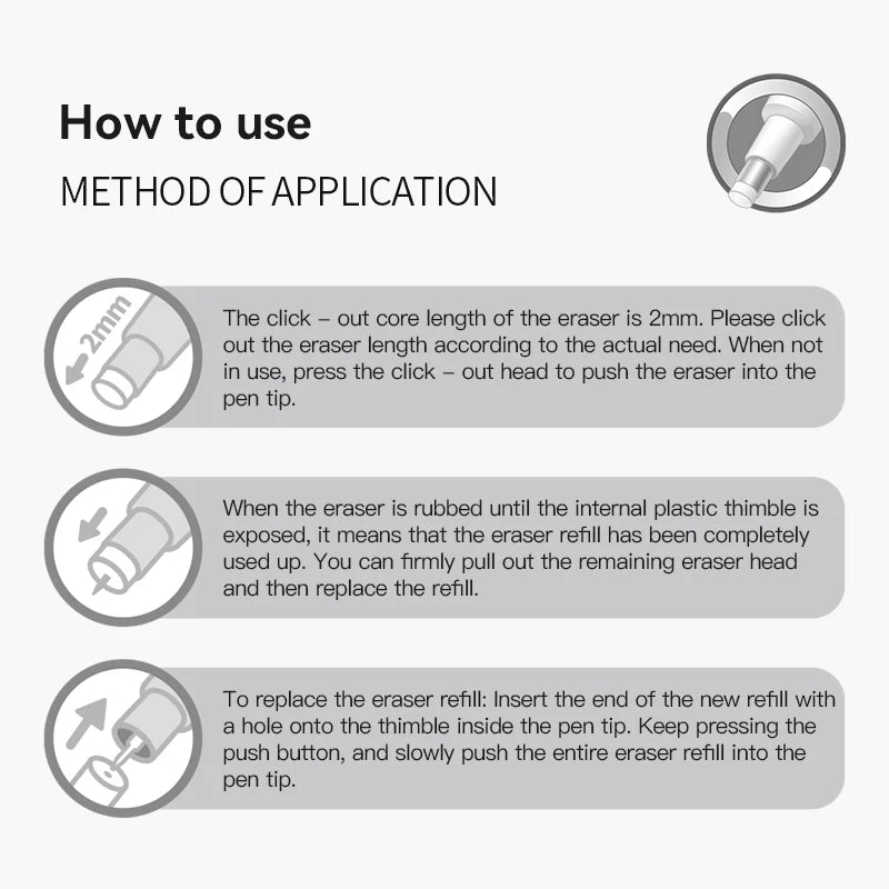 Languo Eraser Retractable Automatic Pencil Rubber High Precision Pencil Eraser Correction Highlight Rubber Tools Art Supplies