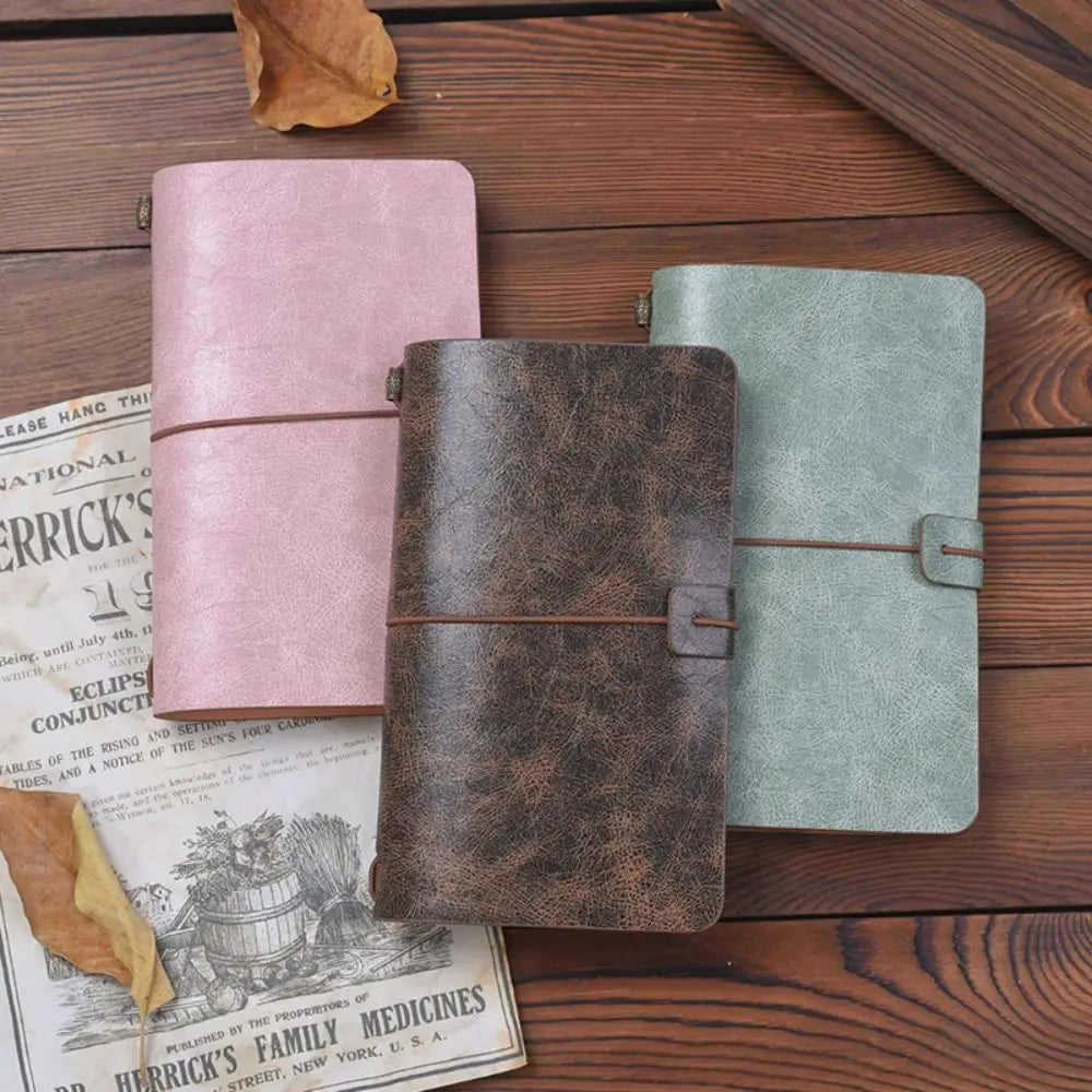 Vintage Portable Leather Notebook Stationery Hand Ledger Diary Book Hardcover Exquisite Notepad School