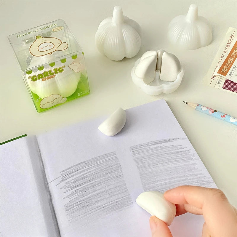 Lovely Garlic Rubber Eraser - Funny Creative Eraser, Writing Drawing Erasers, Office Supplies, Student Stationery, Gifts for Kid