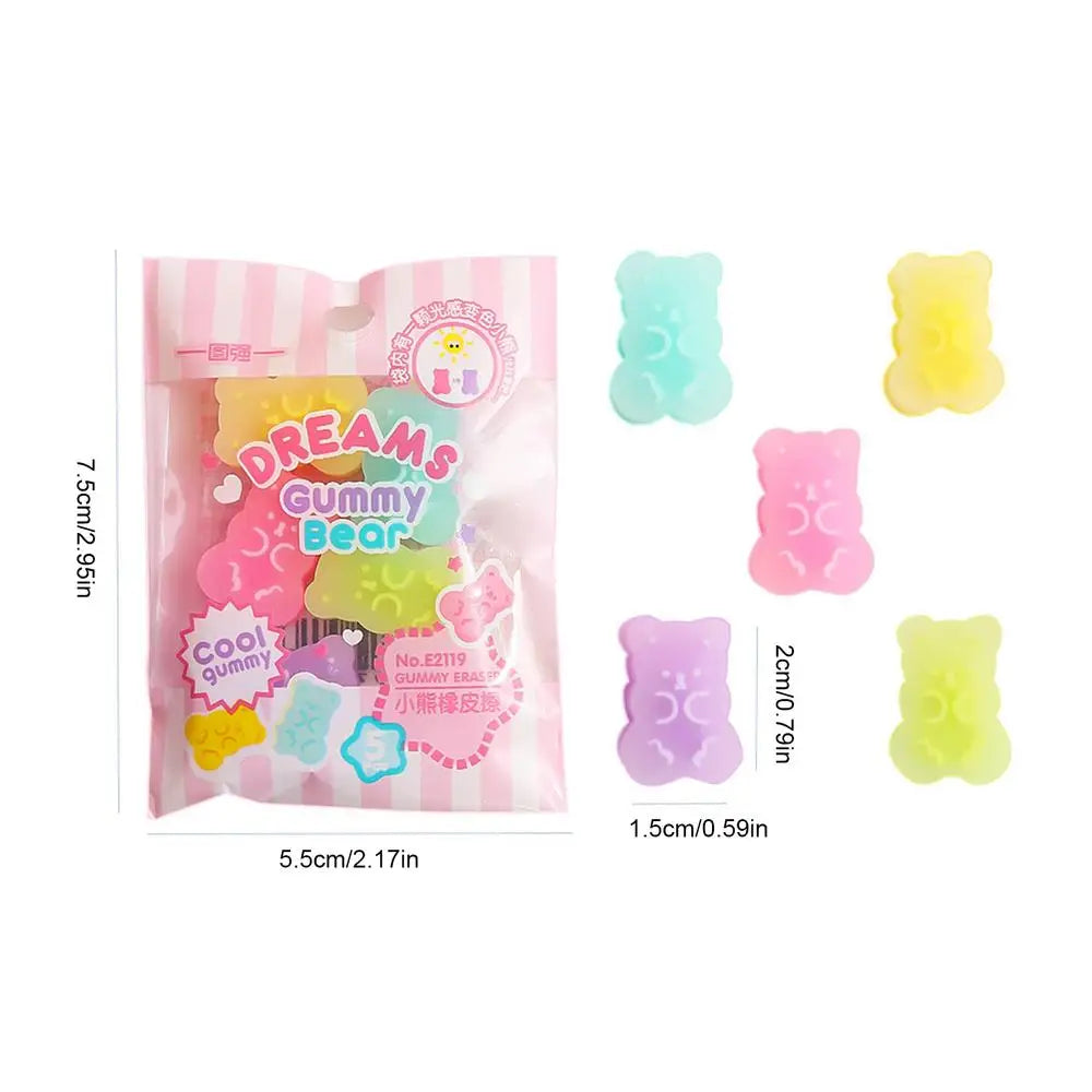 Animal Erasers 5Pcs/set Interactive Stationery Desk Decoration Eraser Pets Bear Shape for Students Children Carnival Party Favor