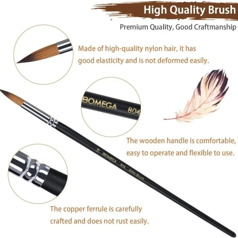 Watercolor Paint Brushes Professional Round Painting Brush 9Pcs/set Paint Brush for Watercolor Oil Acrylic Painting Art Supplies