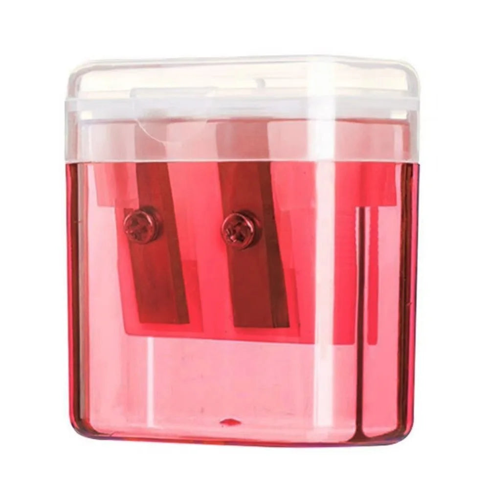 High Quality Dual Holes Pencil Sharpeners With Lid Plastic Pen Sharpener Handheld Pencil Sharpening Tool School Office Supplies