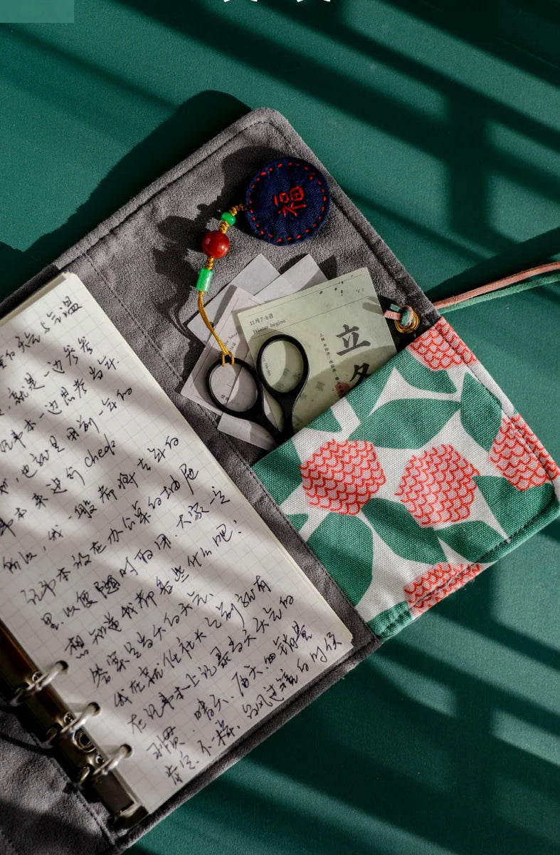 Beautiful Notebook for Girls Cloth Cover Retro Chinese Style Loose-leaf Diary Portable Scrapbook Binder Notepad Gift