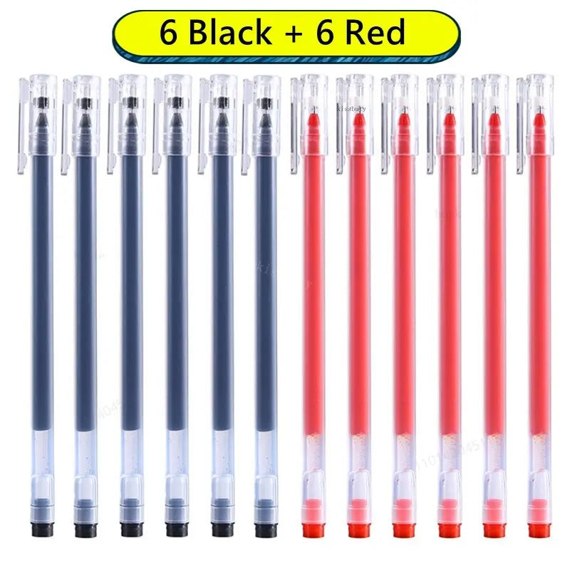 12 PCS Large capacity 0.5mm Gel pens no refill Stationery Smooth writing Fast dry ballpoint pen for school&office Supplies