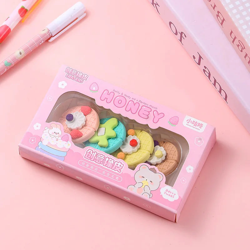 New Cartoon Dessert Box Eraser Simulation Ice Cream Eraser for Elementary School Students To Write and Draw Special Eraser Gift