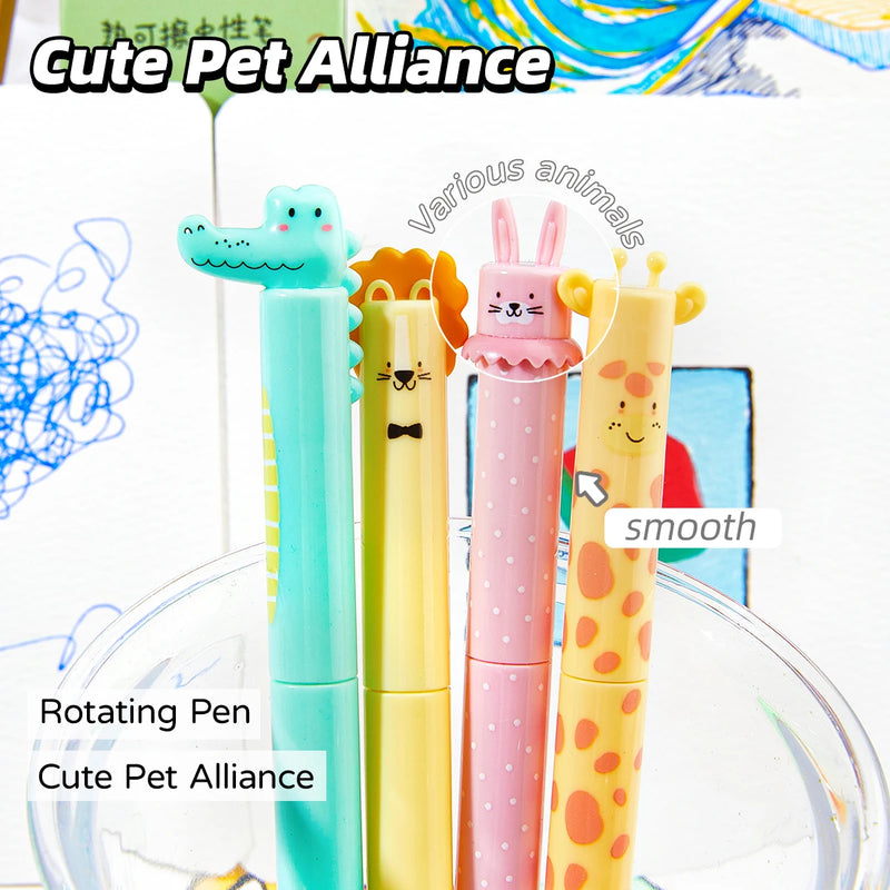 4pcs Zoo Animal Theme Blue Ink Erasable Gel Pens 0.5mm, Smooth Writing for School, Office, Journals, Back-to-School Supplies