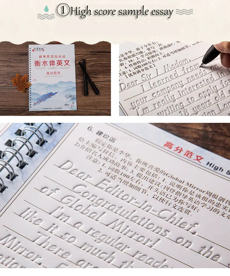 Students Practice Copybooks Learn English Composition Writing Handwriting Practice Book Hengshui Calligraphy Book 3D Reusable