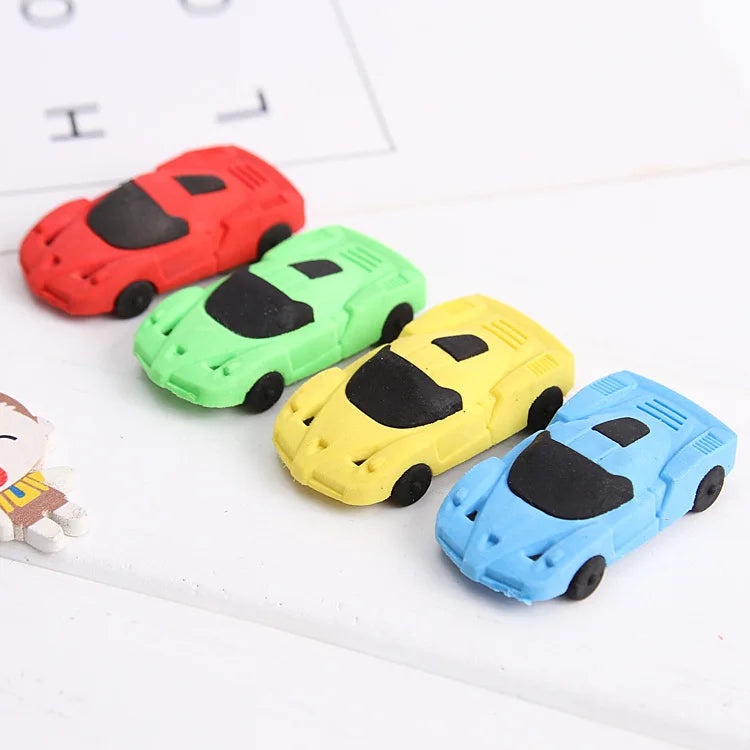 4 Pcs Cute and Creative Car Erasers for Children's Back To School Learning Supplies Kawaii Stationery