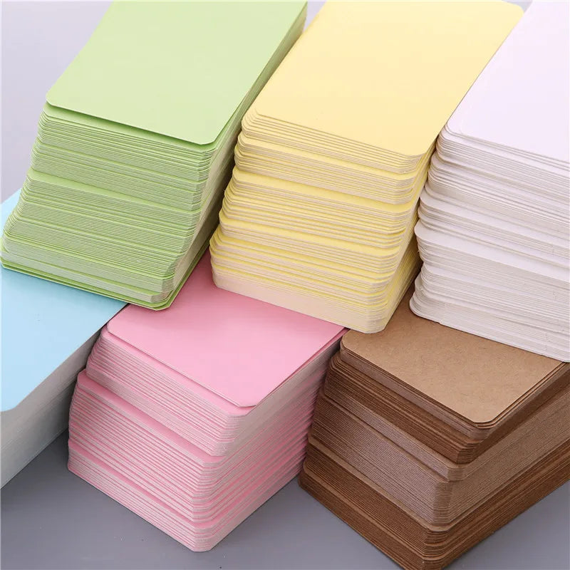 1pack （100pcs）Blank cardstock handwritten English words white hard cardstock small message portable memory card