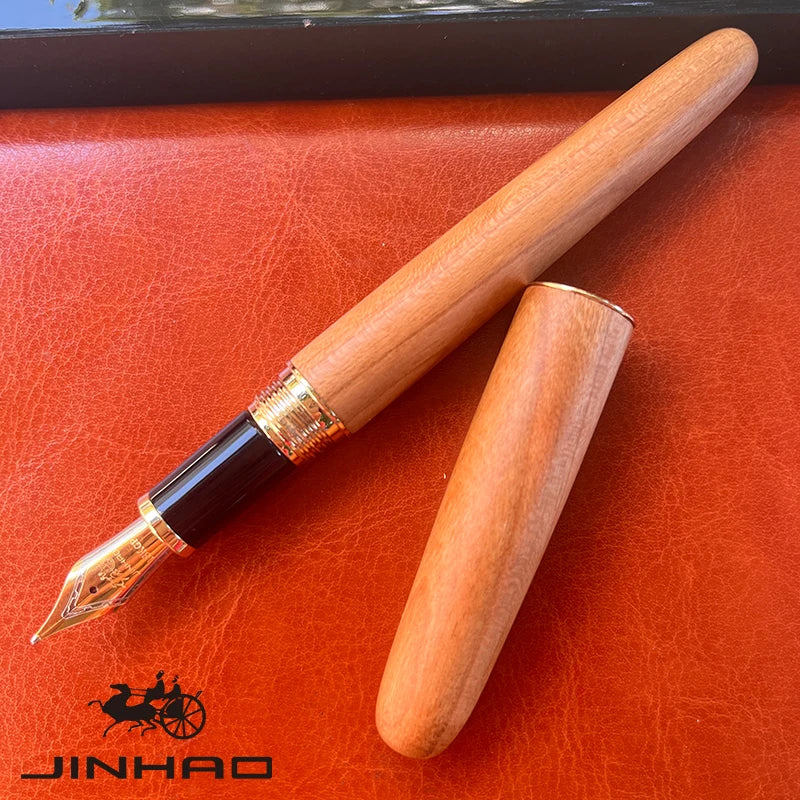 1 PCS JINHAO 9036 Vintage Natural Wood Medium Nib Handmade Fountain Ink Pen