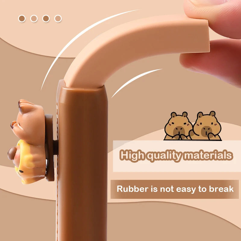 Capybara Eraser Cute Cartoon Bear Retractable Eraser Push-Pull Rubber Erasers Set For School Student Stationery Office Supplies