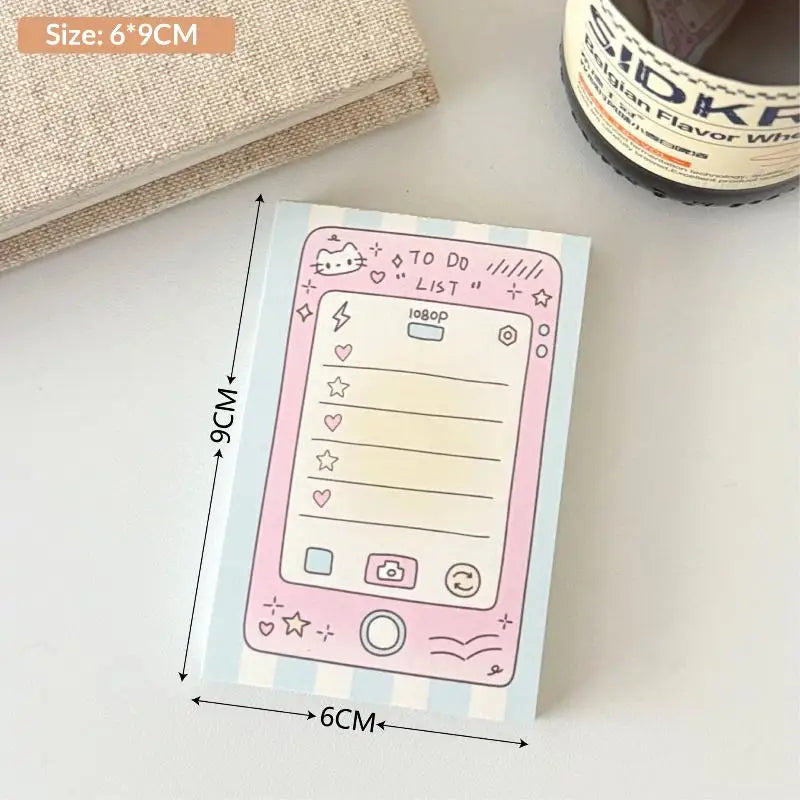 Memo Pad Notebook 100 Sheets Non Adhesive Cute Handwritten Notes for Meeting School Exam Preparation
