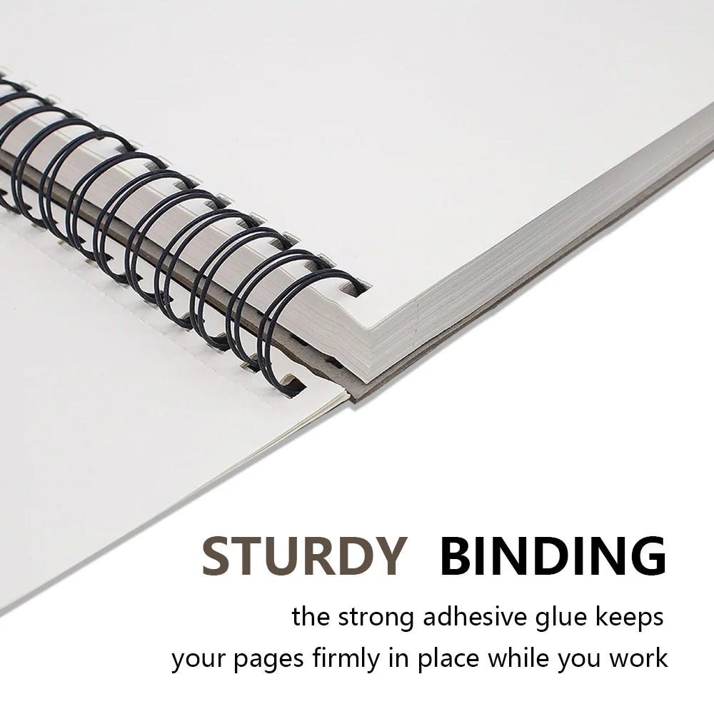 1PC 100-Sheets Sketch Book, Top Spiral Bound Sketch Pad,  (68lb/100gsm), Acid Free Art Sketchbook Artistic Draw
