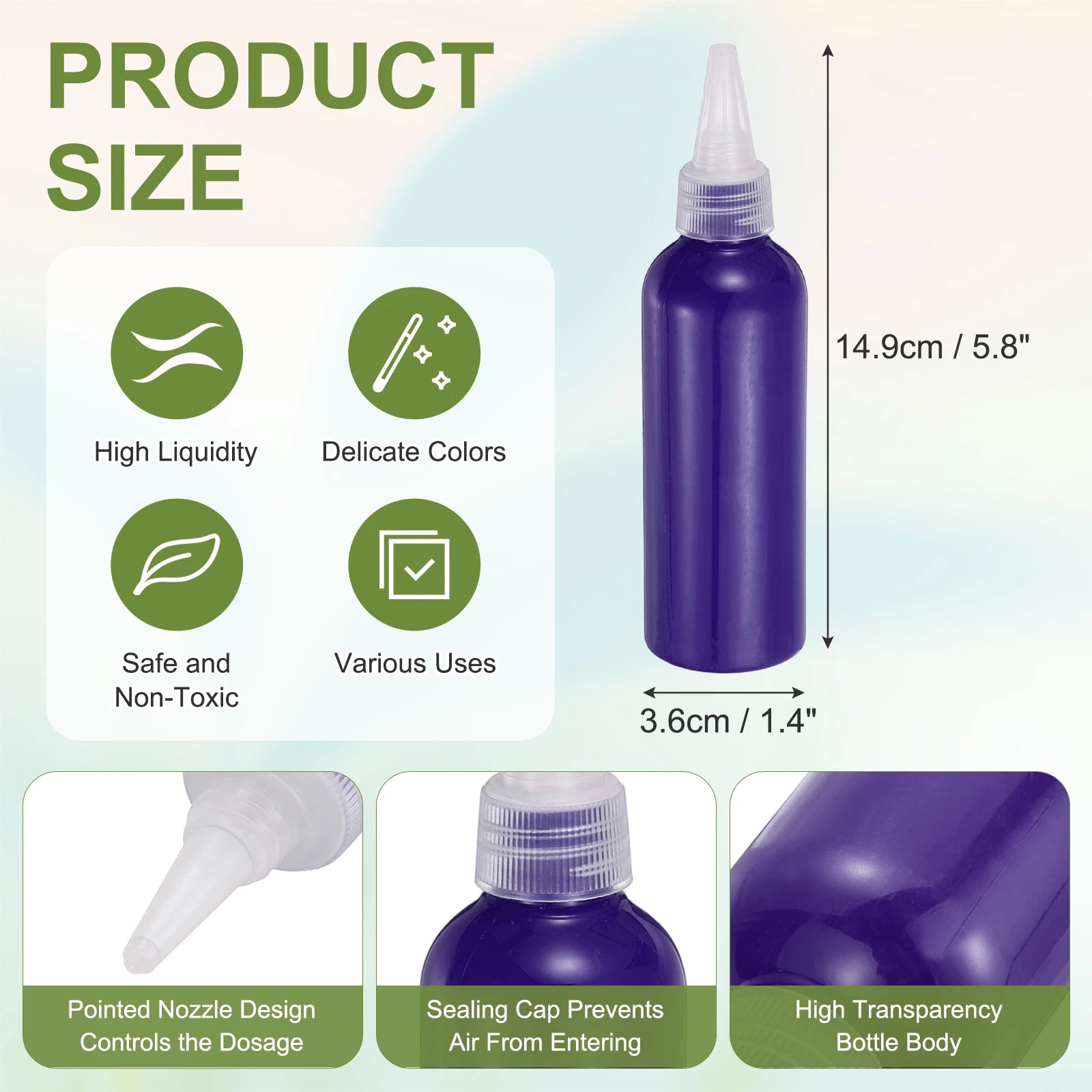 Acrylic Ink 100ml/3.4oz High Flow Fast Drying Professional Colors Acrylic Paint Ink for Painting Canvas Wood Rocks Craft Drawing