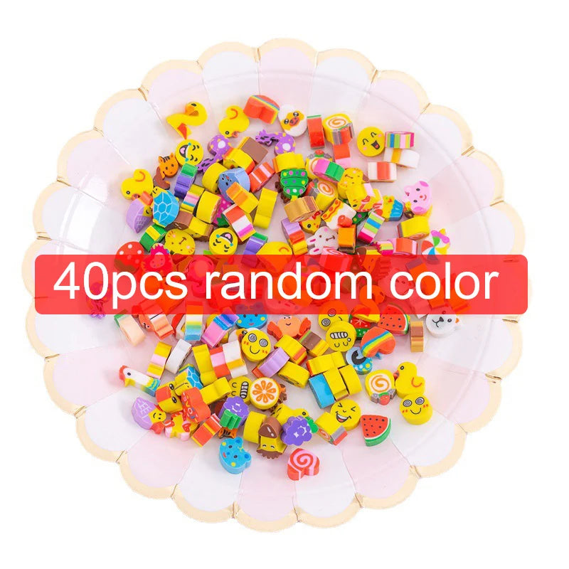 Assorted Random Mini Erasers 20~200PCS – Cute Novelty Rubber Collectibles for Office Desk Party Favors & Stationery Bulk Lot TMZ