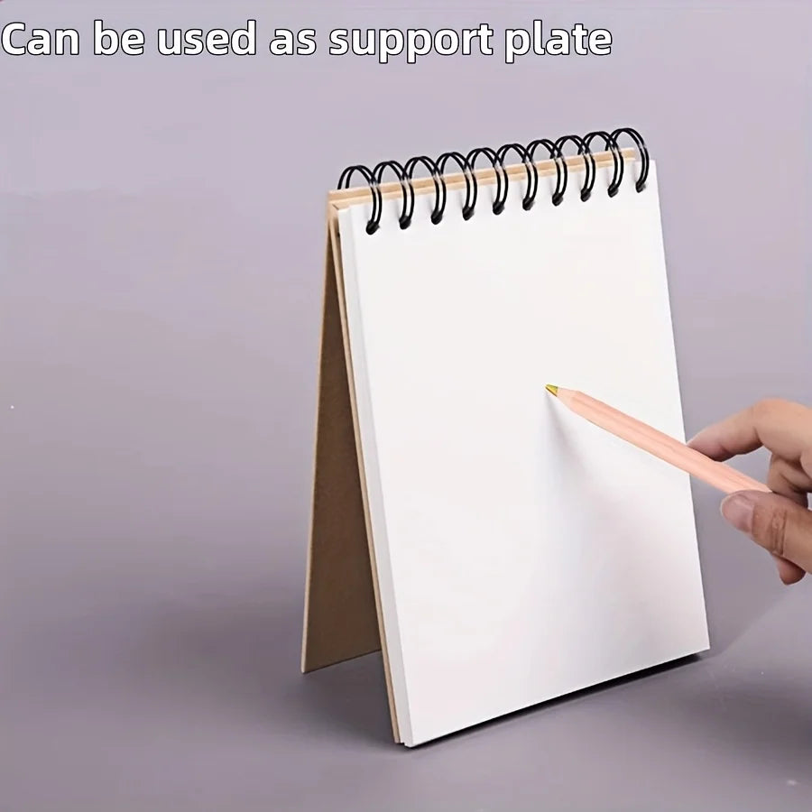 A4/16K/A5/A6 Two Sketchbooks + Two Colored Pencils, Top Spiral Binding, 30 Sheets Each, Perfect for Drawing Kits, Writing Artist