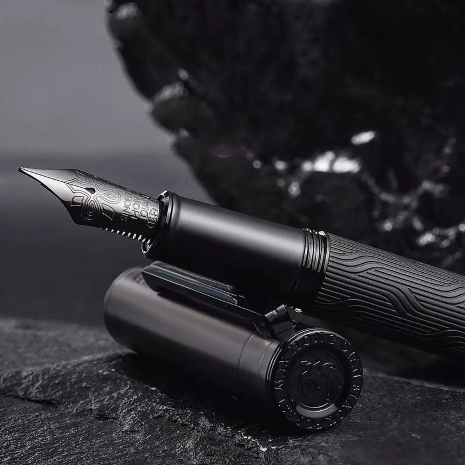 New Hongdian 1860 Max Forest Metal Fountain Pen Blue Nib EF/F Nib Beautiful Tree Texture Excellent Writing Business Office Pen