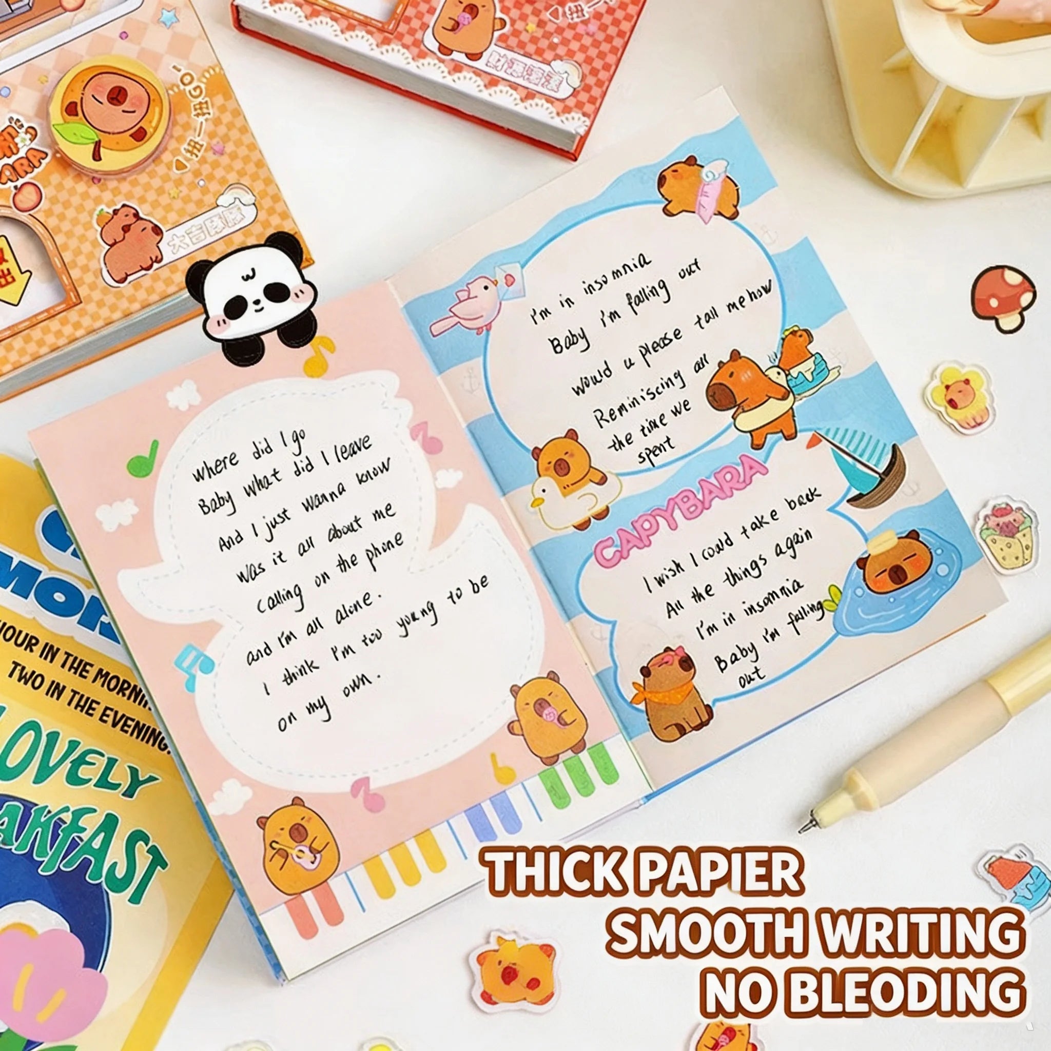 Cute Capybara School Notebook, Kawaii Cartoon Writing Journal with Interactive Gashapon Cover, Back to School Supplies for Kids